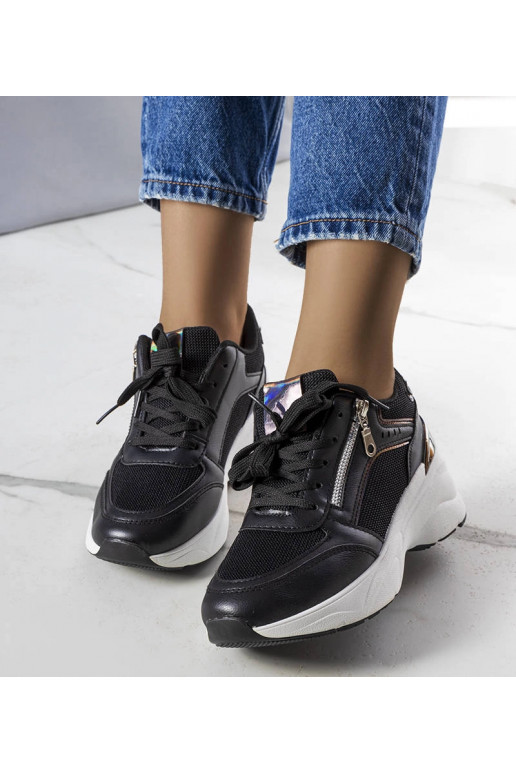 Stacey – Schwarze Sneaker mit Keilabsatz