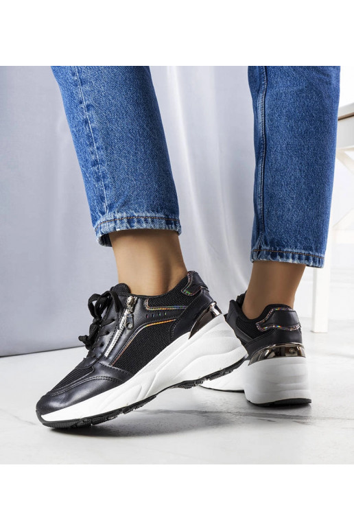 Stacey – Schwarze Sneaker mit Keilabsatz