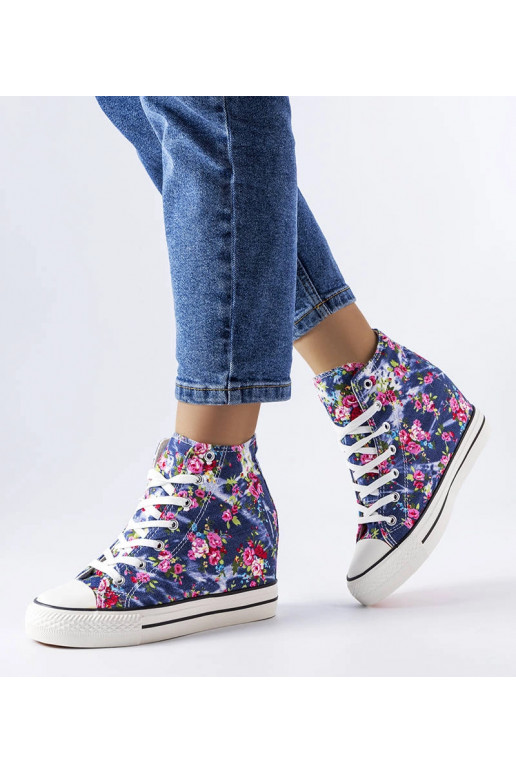 Marineblaue Sneakers mit Keilabsatz...