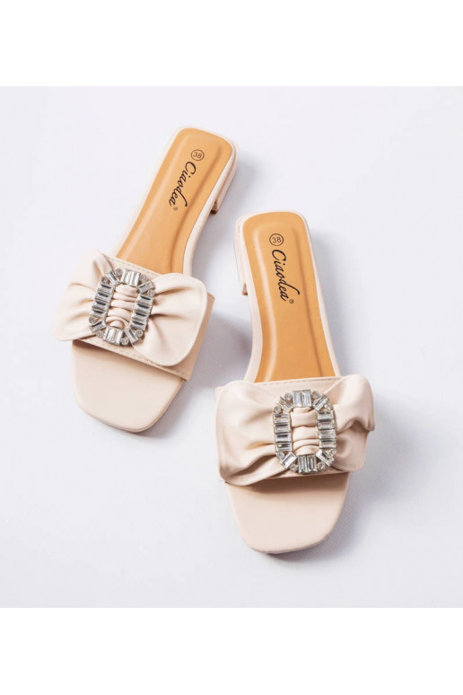 Beige elegante Sandalen mit Zirkonen...