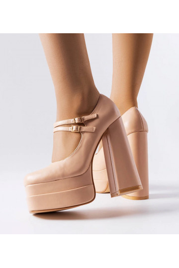 Beige Pumps mit hohem...