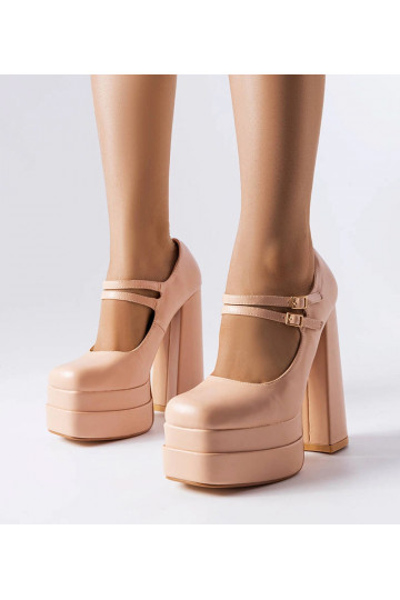 Beige Pumps mit hohem... 2