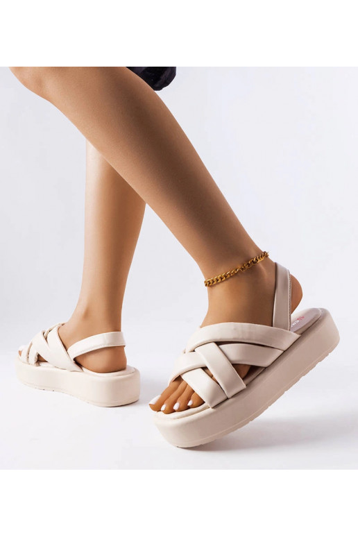 Beige Plateausandalen mit Hufeisenmuster
