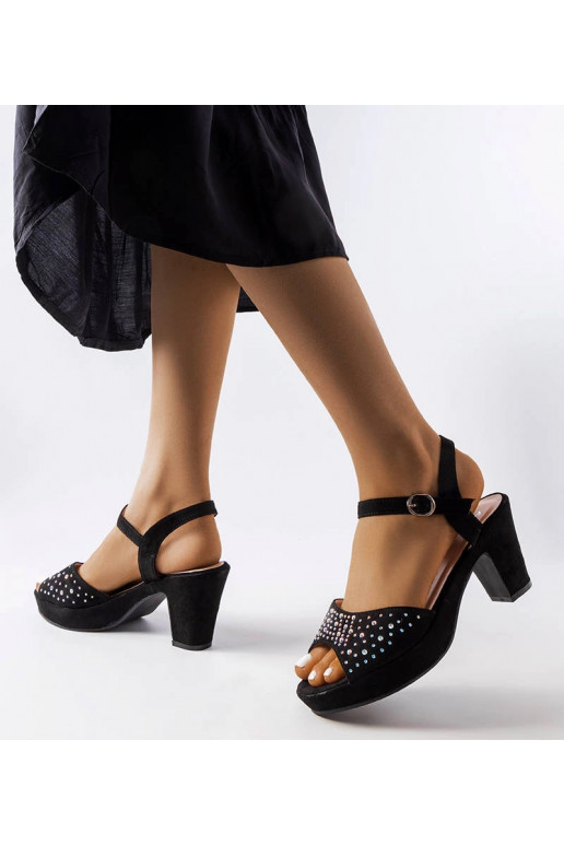 Schwarze Beltane-Sandalen mit Absatz