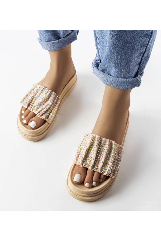 Rosa Plateau-Pantoletten mit Zirkonia...