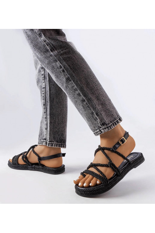 Schwarze gewebte Burwell-Sandalen