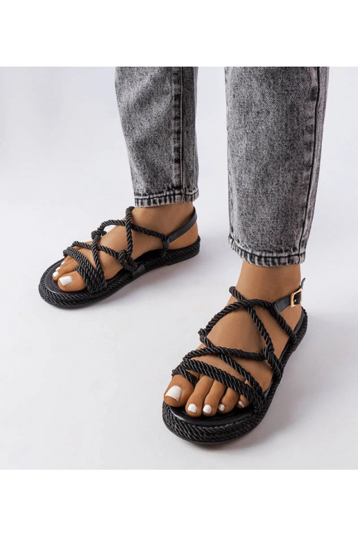 Schwarze gewebte Burwell-Sandalen