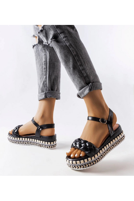 Schwarze Plateausandalen Katrin