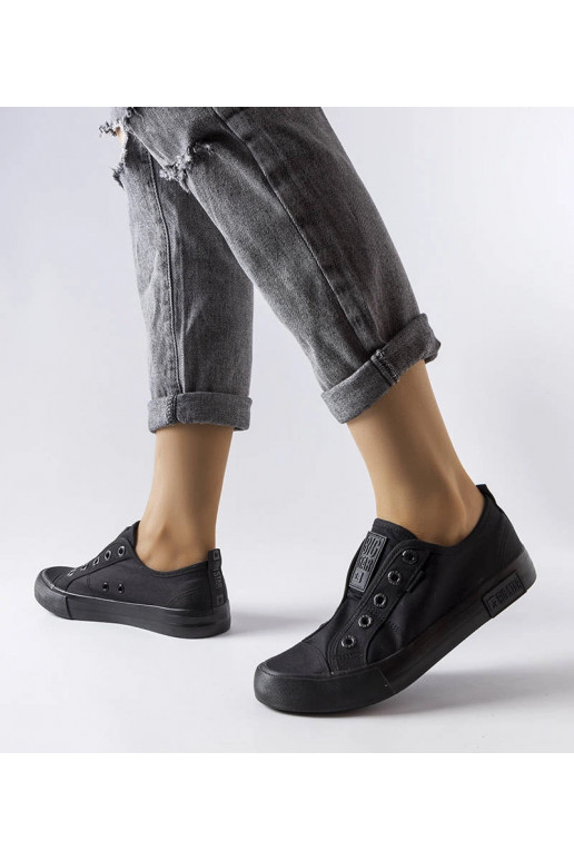 Schwarze Slip-On-Sneakers mit großem...