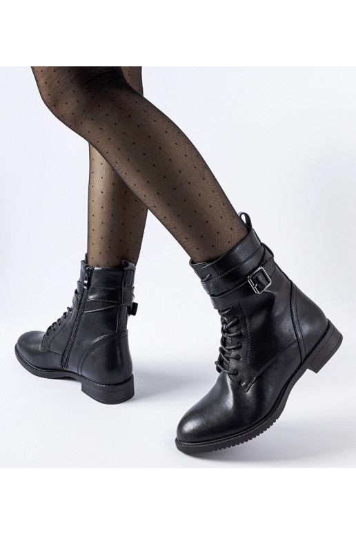 Schwarze klassische Pompi Stiefeletten