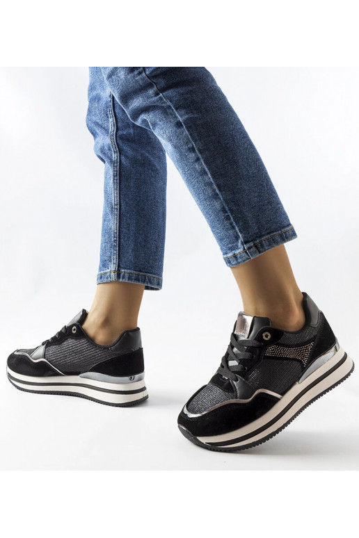 Schwarze, glänzende Enola-Sneaker