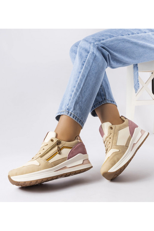 Beige und rosa Sport-Sneakers Delid