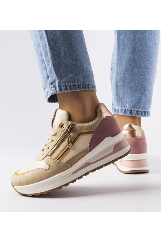 Beige und rosa Sport-Sneakers Delid