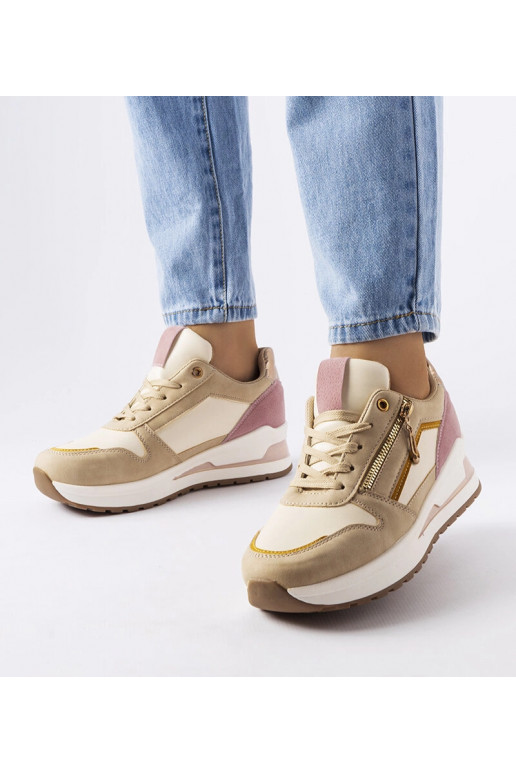 Beige und rosa Sport-Sneakers Delid