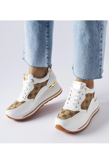 Weiße Keil-Sneaker mit...