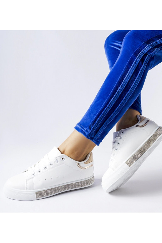 Weiße und beige Sneakers mit Zirkonen...