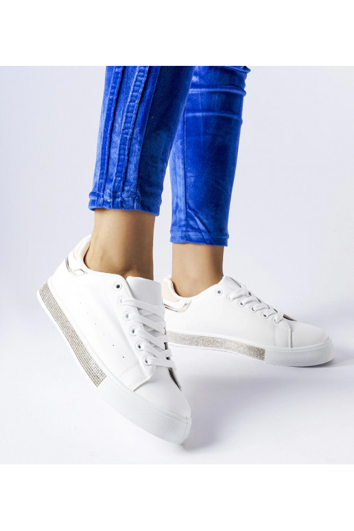 Weiße und beige Sneakers mit Zirkonen...