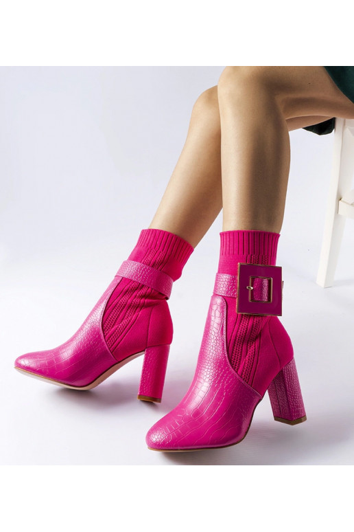 Rosa Sock Boots mit Animalprint Enrice