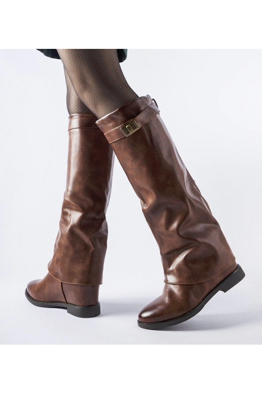 Braune warme Stiefel mit verstecktem...