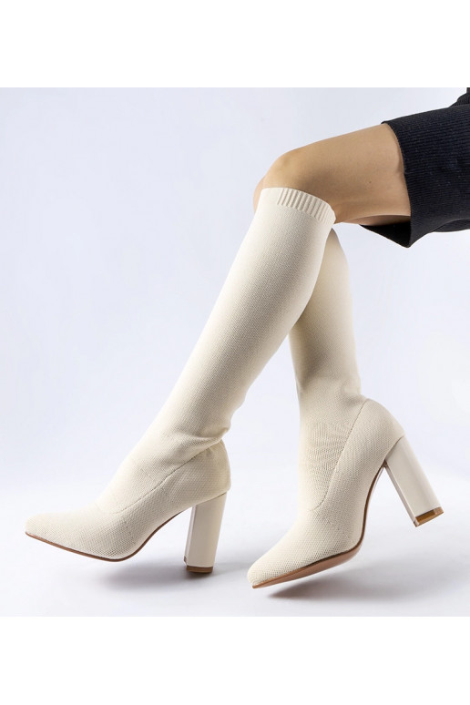 Beige Conway Sock Boots mit Absatz