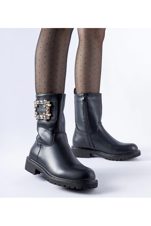 Schwarze Stiefeletten mit Zirkonia...
