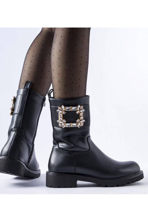 Schwarze Stiefeletten mit Zirkonia...