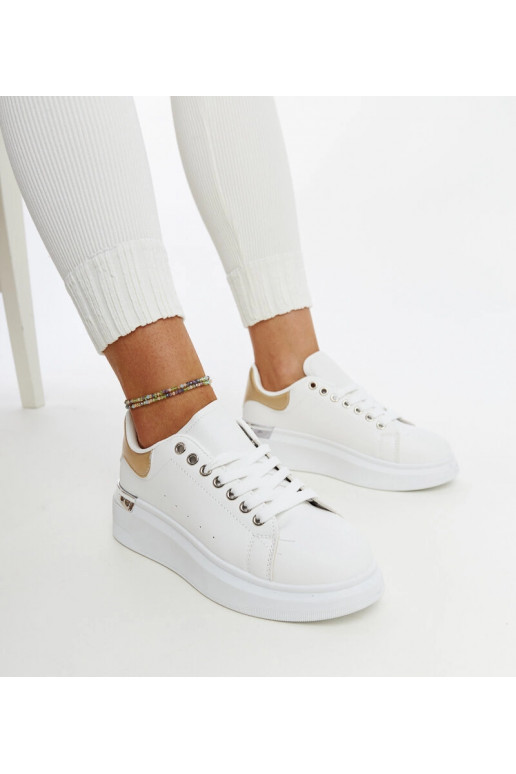Weiße Sportschuhe mit goldenem...