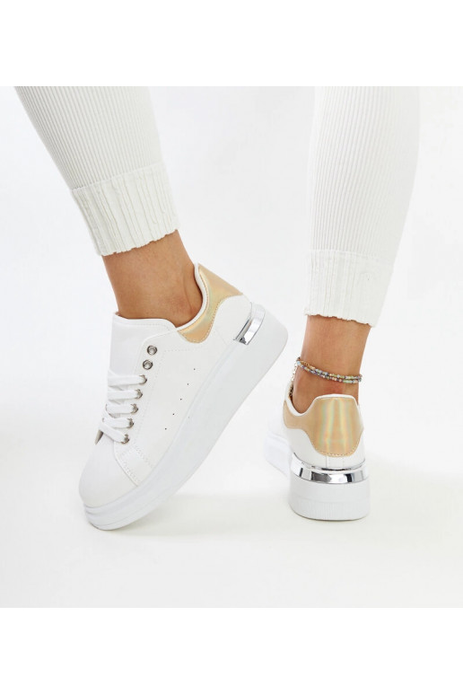 Weiße Sportschuhe mit goldenem...