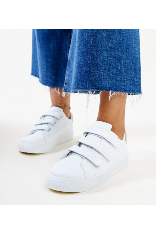 Weiße und goldene Samala-Klett-Sneakers