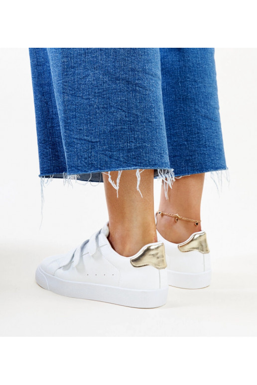 Weiße und goldene Samala-Klett-Sneakers