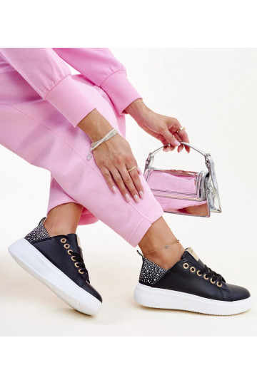 Schwarze Sneakers mit Zirkonen Antonietta
