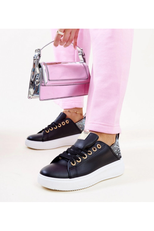 Schwarze Sneakers mit Zirkonen...