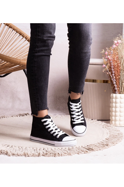 Schwarze High-Top-Sneakers mit Spitze...