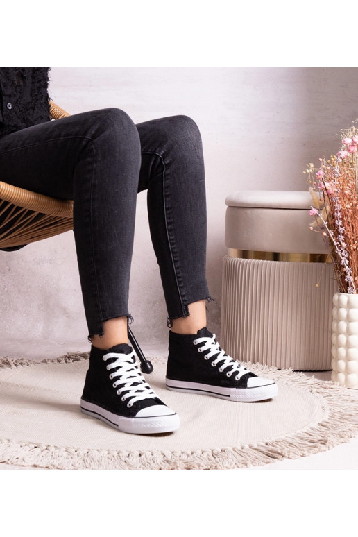 Schwarze High-Top-Sneakers mit Spitze...