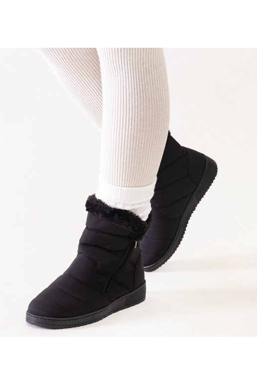 Schwarze Schneestiefel mit Fell...