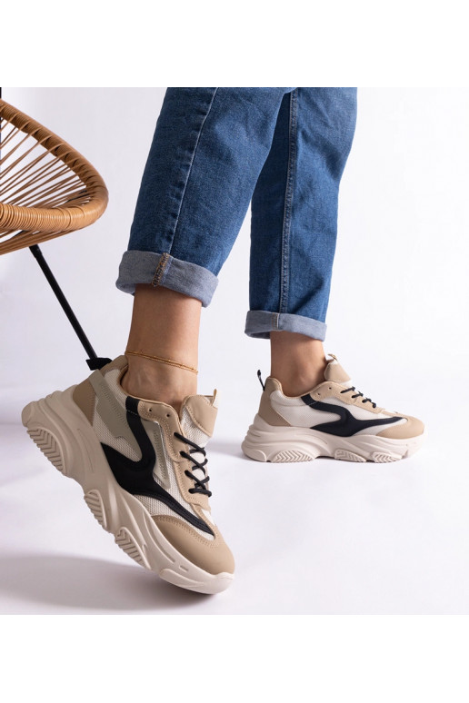 Beige und schwarze Damen-Sneaker Milenka