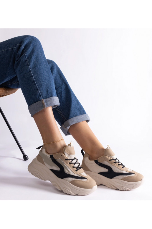 Beige und schwarze Damen-Sneaker Milenka