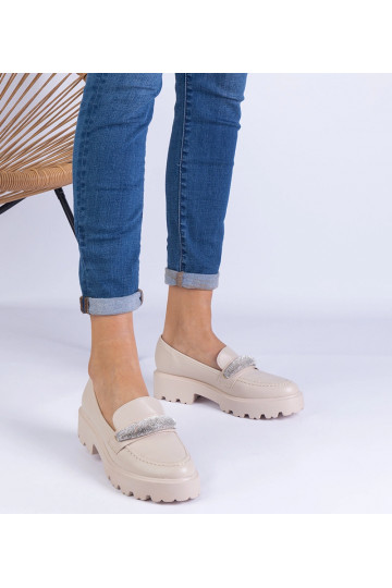 Beige Damen-Loafer mit... 2