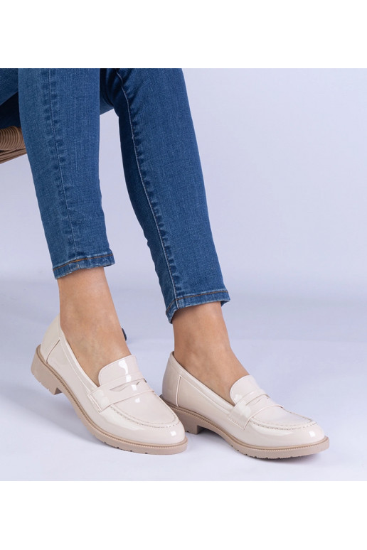 Beige Lackleder Damenschuhe Eledia