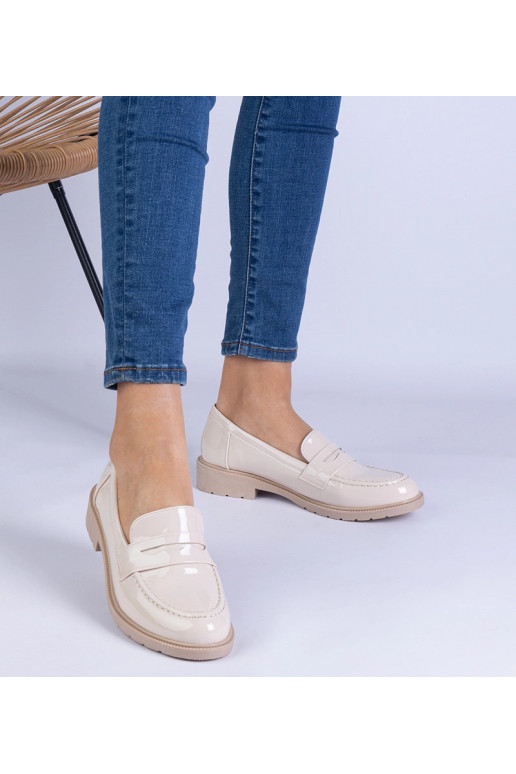 Beige Lackleder Damenschuhe Eledia