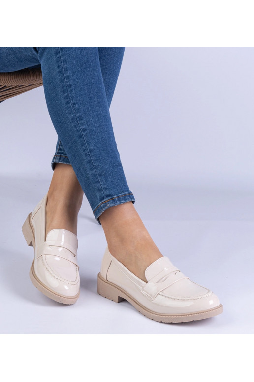 Beige Lackleder Damenschuhe Eledia