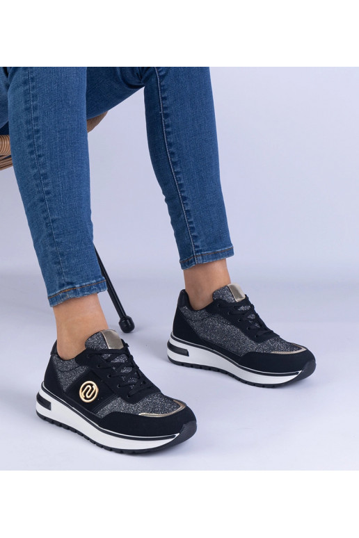 Schwarze glänzende Sneaker mit...