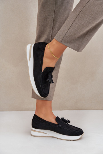 Mokassins Ermöglicht Subtilm Koturnie aus Öko-INildlederoZue schZuarze Farbe Challavia