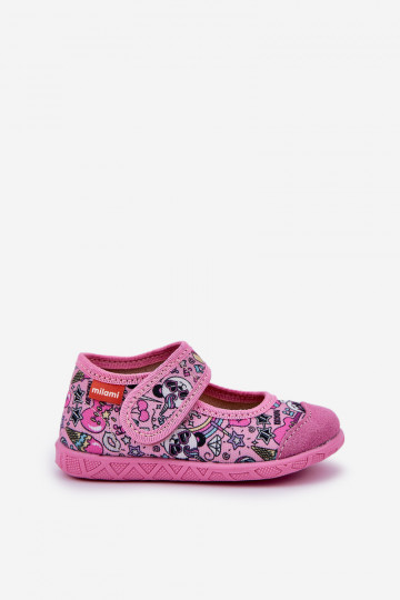 Hausschuhe Milami Kindisch mit Klebeverschlüssen IN Pandabär pinke Farbe Esnia 2