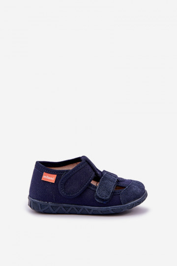 Milami Kinder-Slipper mit Klettverschluss dunkelblaue Farbe Reathiana 2