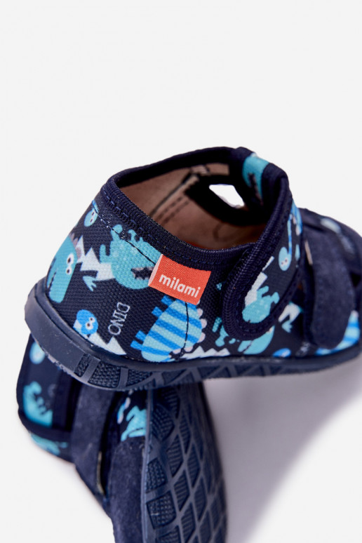 Hausschuhe Milami Kindisch mit Klebeverschlüssen IN Dinosaurier Dunkelblau Reathiana Hausschuhe Milami Kindisch mit Klebeverschlüssen IN Dinosaurier Dunkelblau Reathiana