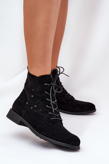 Schnürstiefel mit durchbrochenen Elementen S.Barski HY51-136 schZuarze Farbe 2