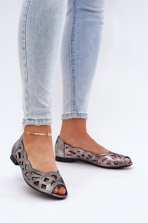 Durchbrochene Ballerinas Z Odkrytymi Palcami Silberfarbe Calgis Durchbrochene Ballerinas Z Odkrytymi Palcami Silberfarbe Calgis