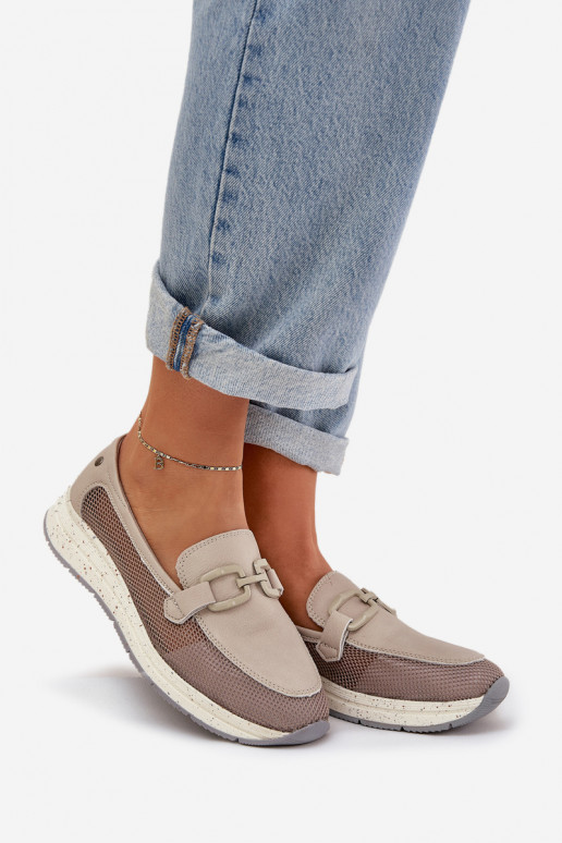 Feminin Haut Mokassins D&A TIN210 graue Farbe