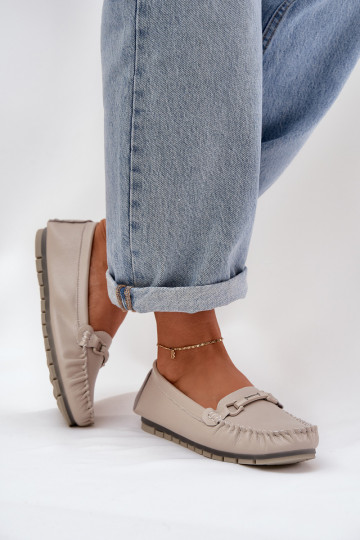 gleichschenklig Haut Mokassins mit Ornamenten S.Barski LR51-547 Beige